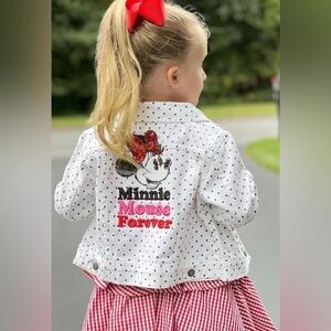 DISNEY Minnie Mouse Jean Jacket in Polka Dot - size 9/10